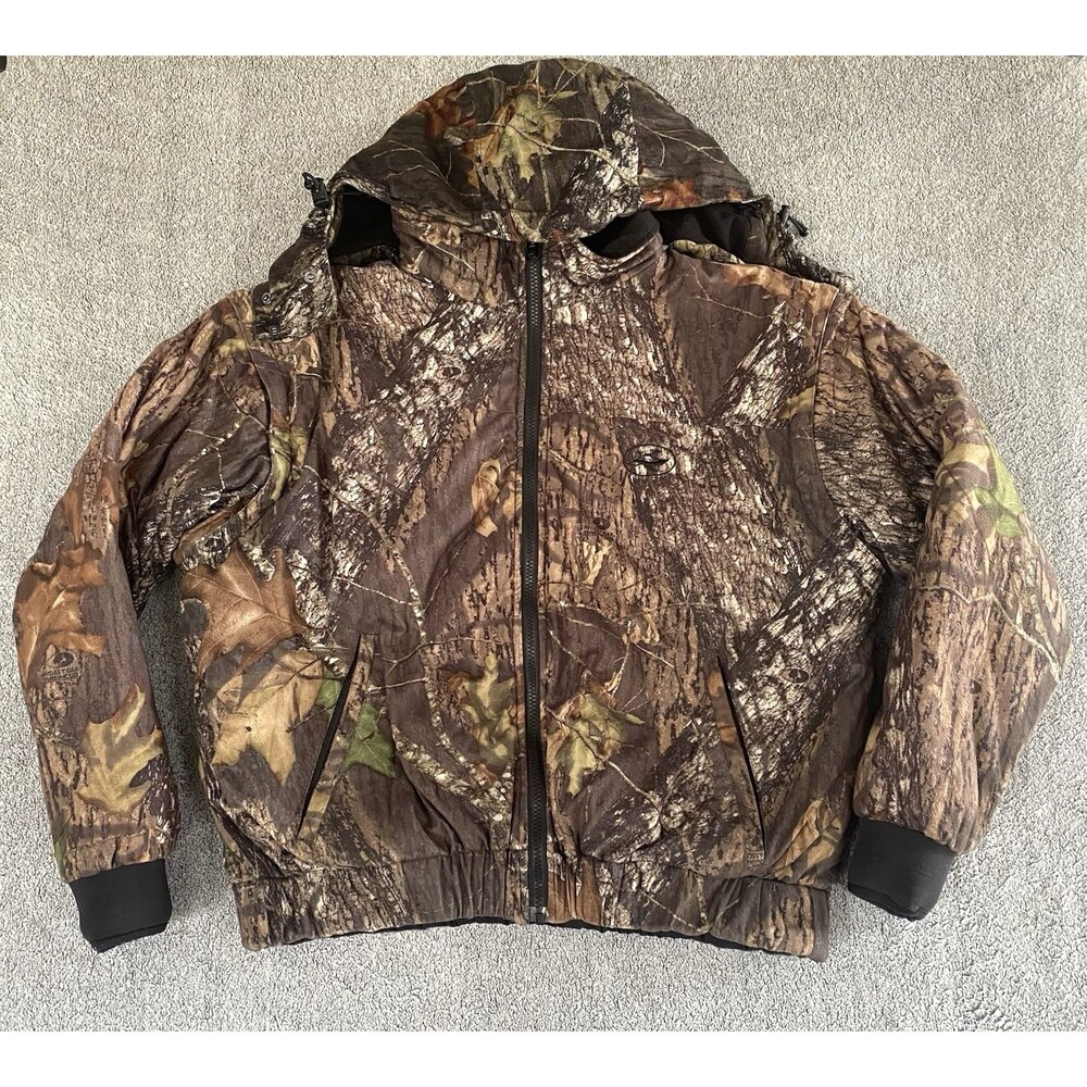Red Head Men's Camo Jacket Full Zip Mossy Oak Thinsulate Removable Hood Size L